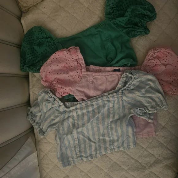 Old Navy Kids Blouses in Striped Blue, Pink, and Green - Picture 2 of 13